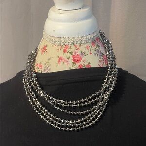 Silver hematite Beaded Necklace Kiam Family multi strand 16” +3” extender